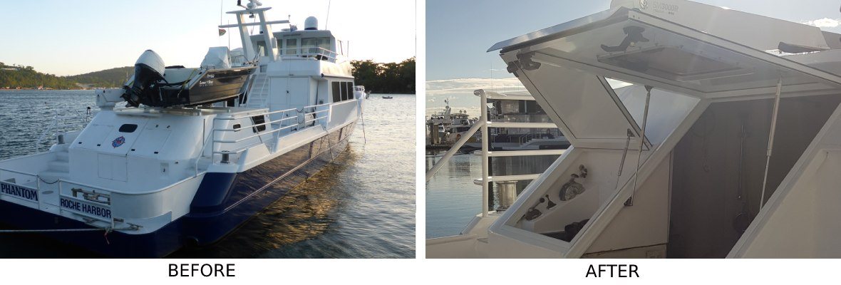Marine glazing before and after refurbishment
