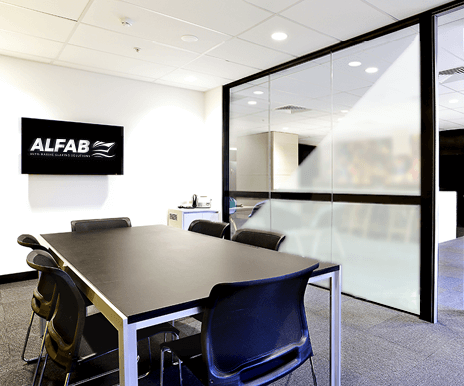 Office wall made of frosted switchable glass
